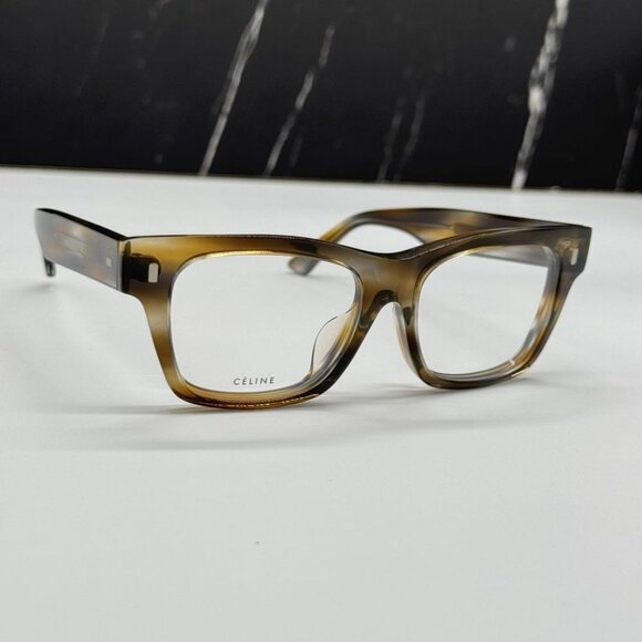 NEW CELINE CL50011F 055 HAVANA SQUARE UNISEX CELINE EYEGLASSES - Picture 5 of 12